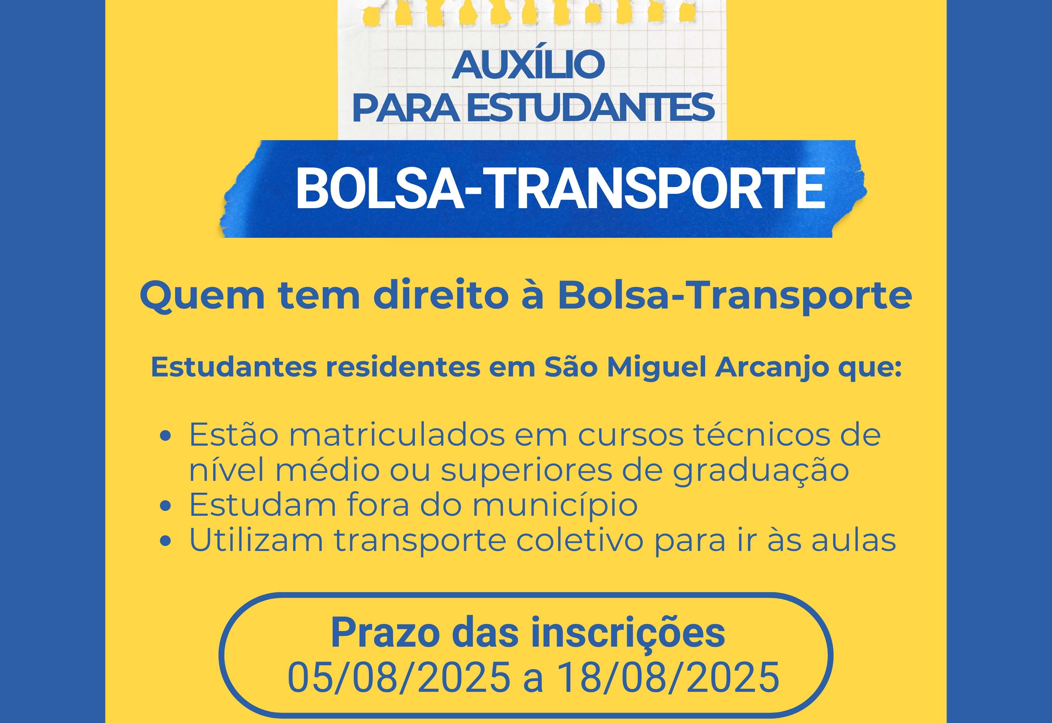 BOLSA TRANSPORTE - 2º SEMESTRE DE 2025